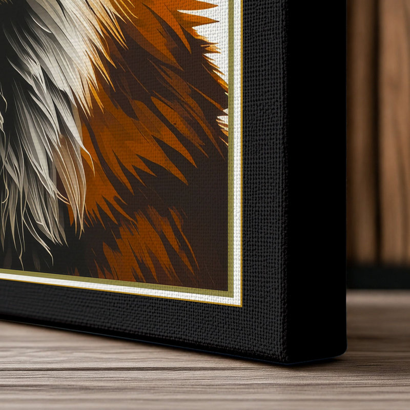 Fox Study Boho - Wrapped Canvas, 36x24 - 91.4 x 61.0 cm, Black Border