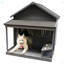 Niche pour chien avec toit en bois massif et grande terrasse