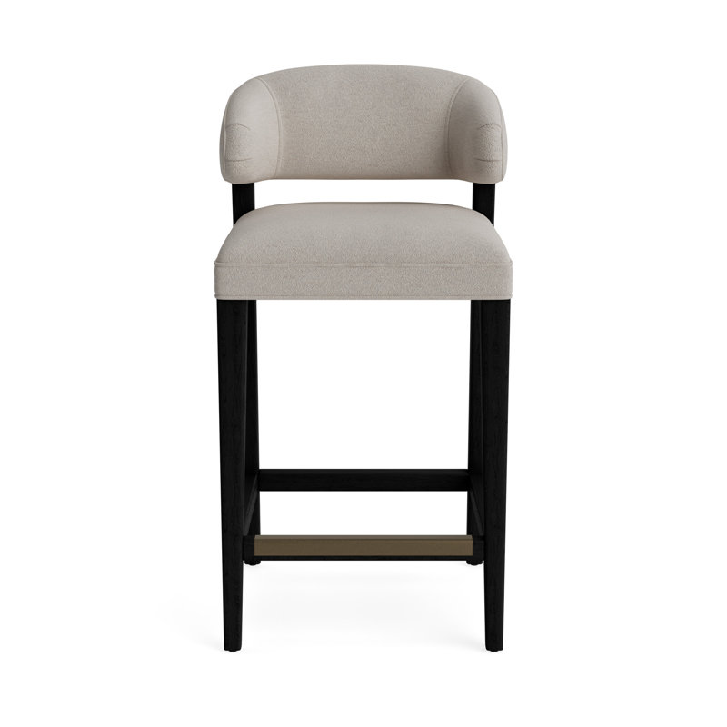 Keane Bar Stool, Performance Boucle - Dove Gray, Black, Bar Stool (30” Seat Height)