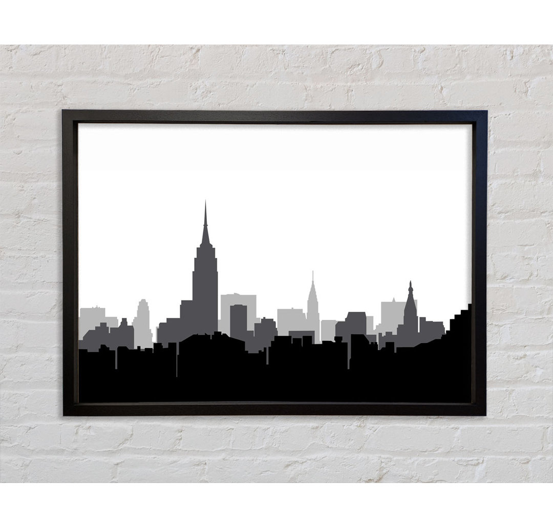 New York Silhouette B N W - Einzelner Bilderrahmen Kunstdrucke auf Leinwand