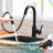 Classic Black Kitchen Faucet With Pull Down - 360 Rotatable, Ceramic Filled For Bar Sink Single Handle, Stainless Steel & Prep