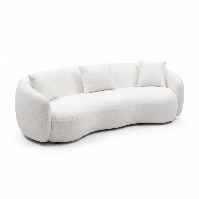 Mid Century Modern Curved Oversized Sofacama for Living Room, Bedroom, Office, Off White