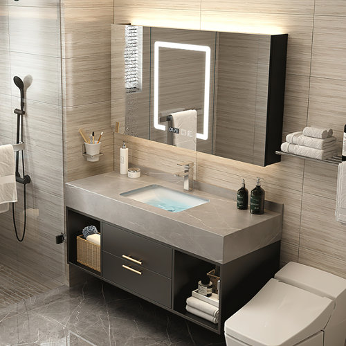 Everly Quinn Ricou 39.4'' Single Bathroom Vanity with Stone Top ...