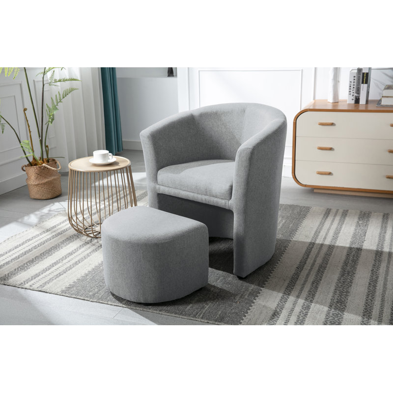 Alleria Fabric Accent Chair with Ottoman, Grey