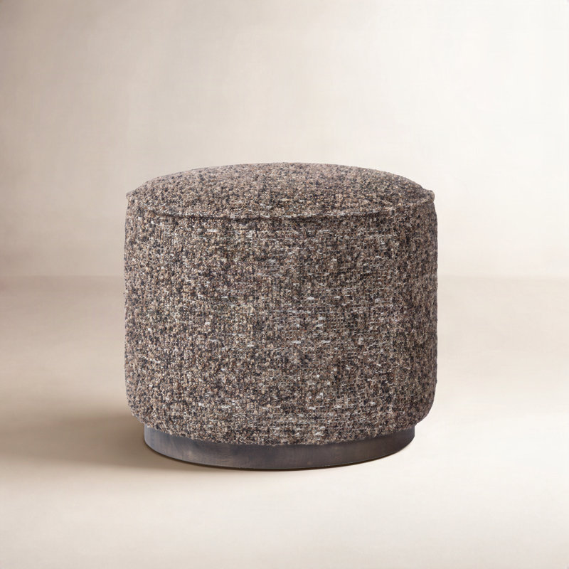 Acker 22" Wide Round Standard Ottoman, Ivan Granite Acrylic