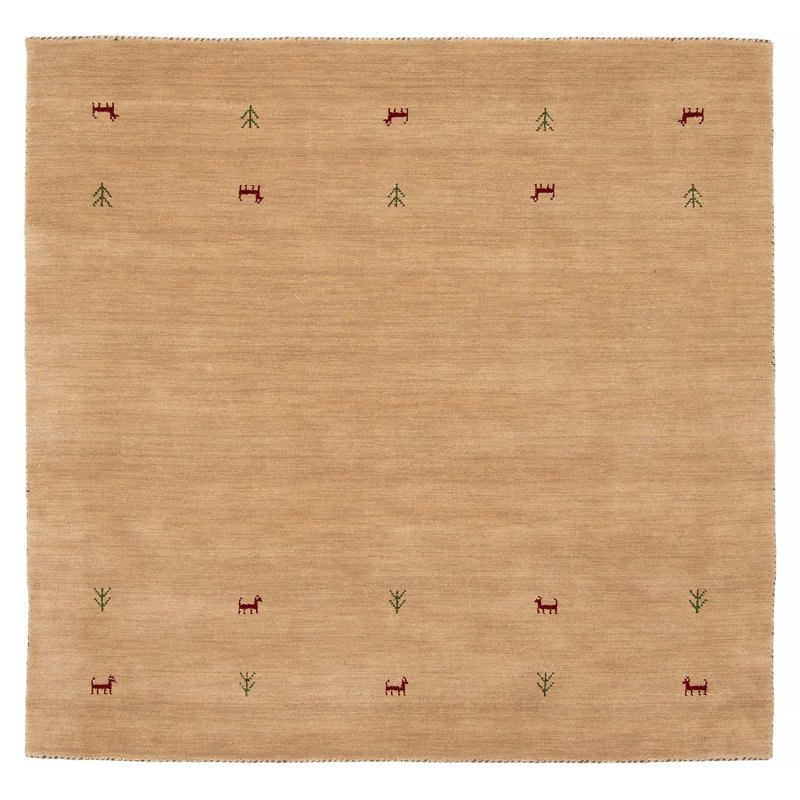 Tapis beige Kashkuli Gabbeh 4 pi 11 po x 4 pi 10 po