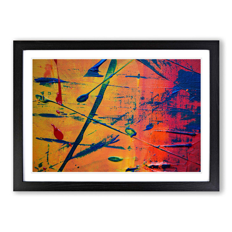 Abstract Art Painting Vol.157 by S.Johnson - Picture Frame Painting Print, 48cm H x 65cm W x 2cm D, Black Framed