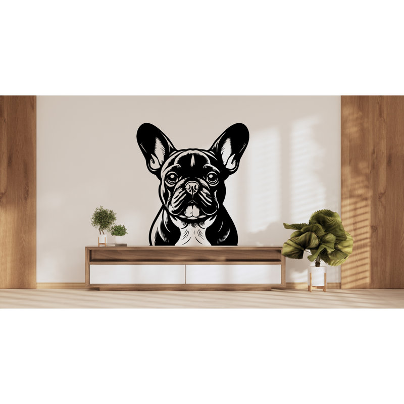 Bouledogue français, décoration murale, décor de chien, chien, art mural, H 17 po x l 19 po, Beige
