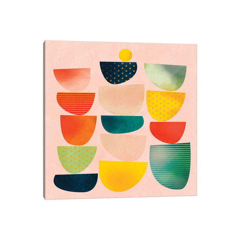 Mid Century Geometric Half Circles by Ana Rut Bré - Gallery-Wrapped Canvas Giclée on Canvas, Canvas