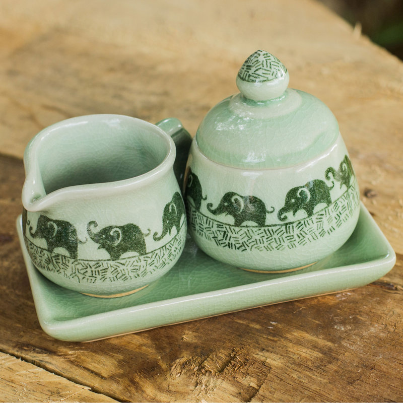 Ceramic Sugar And Creamer Set with Lid