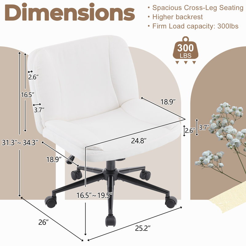 25.2''W Task Office Chair, White