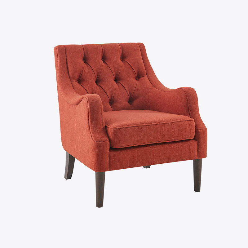 Fauteuil Cathy en polyester capitonné de 74,93 cm de large, Polyester épice