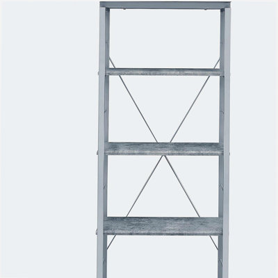 Grey and Silver 4-shelf Bookcase