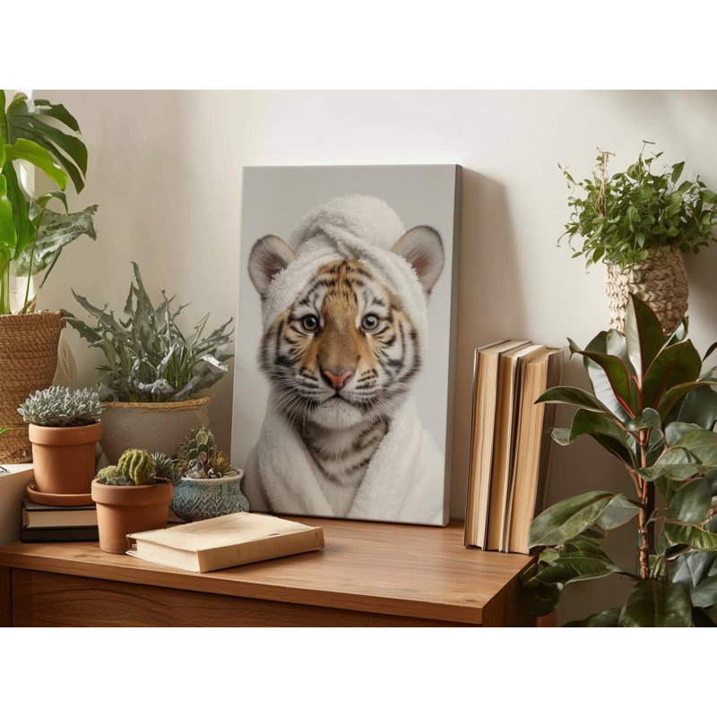 Impression sur toile de bébé tigre: art mural de chambre de bébé fantaisiste, thème safari, H 45 po x l 30 po
