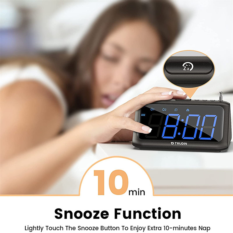 No Style Digital Mechanical Tabletop Clock with Alarm in Black