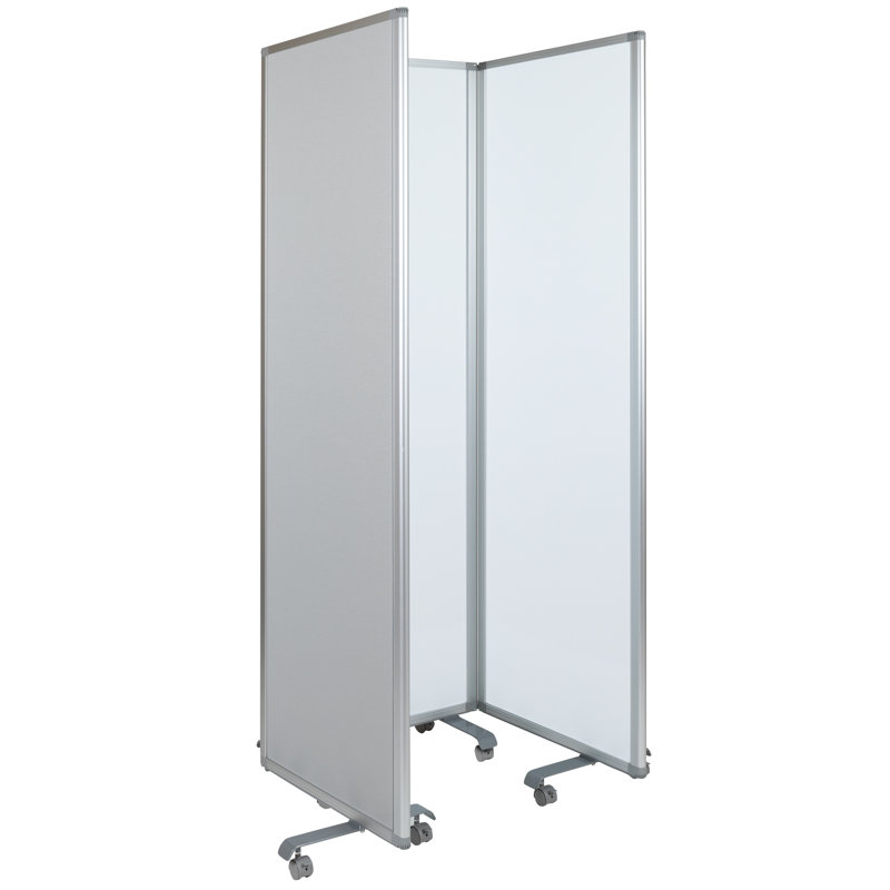 Cloison magnétique mobile à 3 sections Cadia, Blanc / Gris