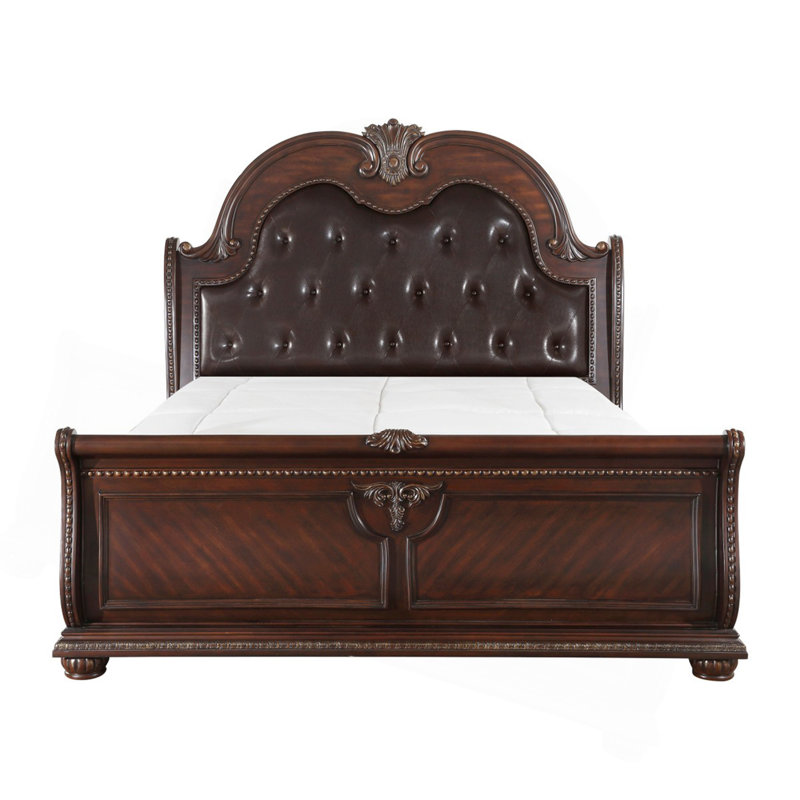 Lit, grand lit, placage de bois, cerisier traditionnel, Cerisier