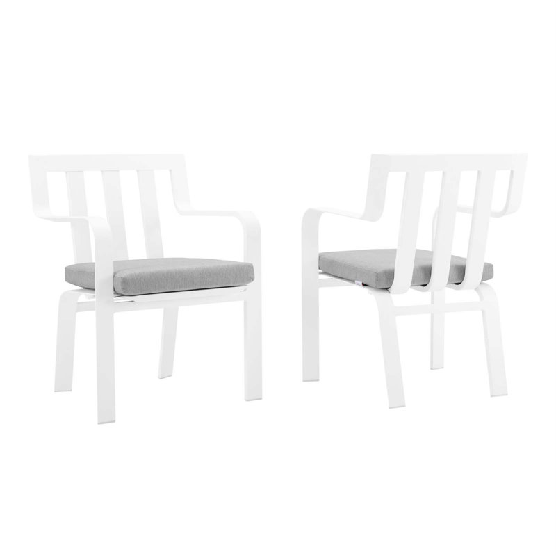 Baxley White and Gray Aluminum Outdoor Dining Armchair Set