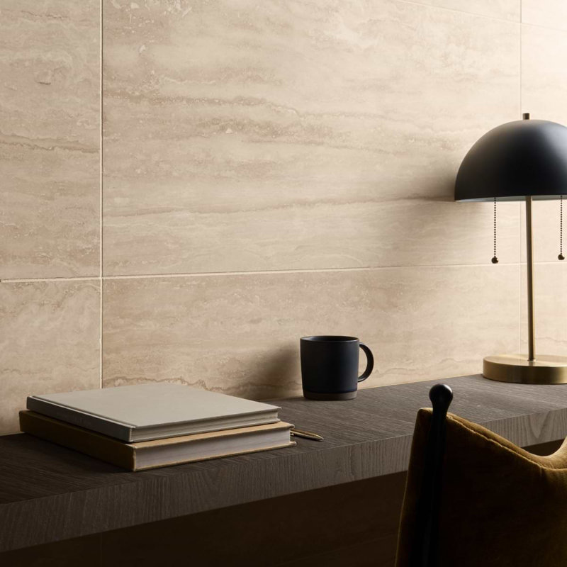 Travertine 18x36 Vein Cut Filled Honed Tile, Ivory Honed