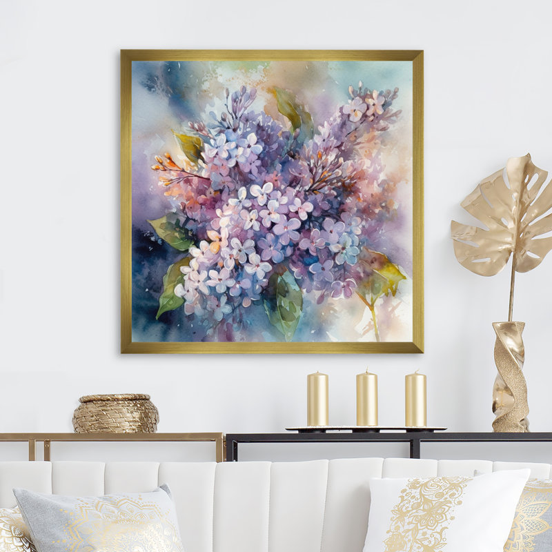 Mauve, vert, beaux lilas IV - impression, Cadre doré, H 30 po x l 30 po