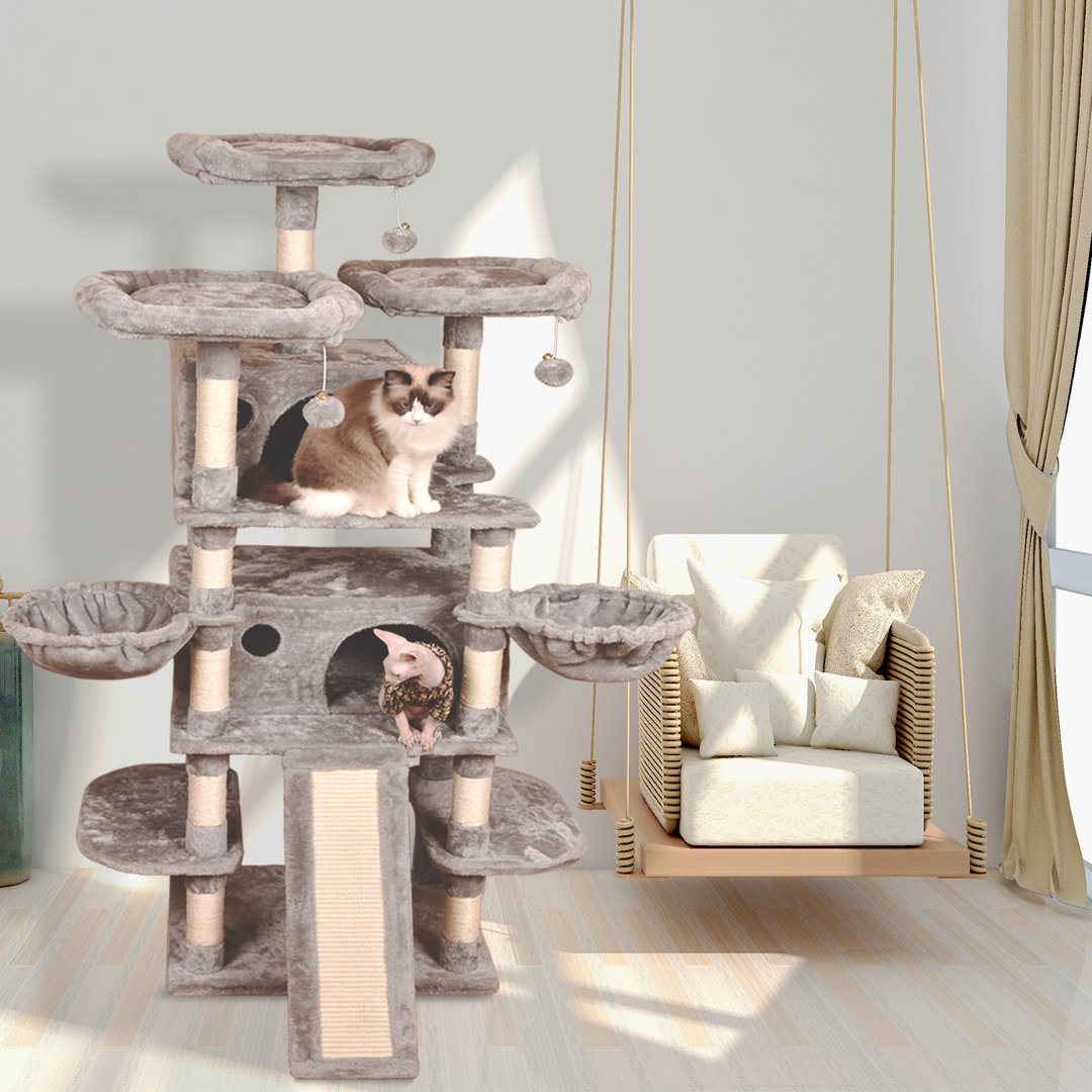 Mendes 67'' H Cat Tree for Large Cats, with basket, condo and scratching Post Tucker Murphy Pet™ 