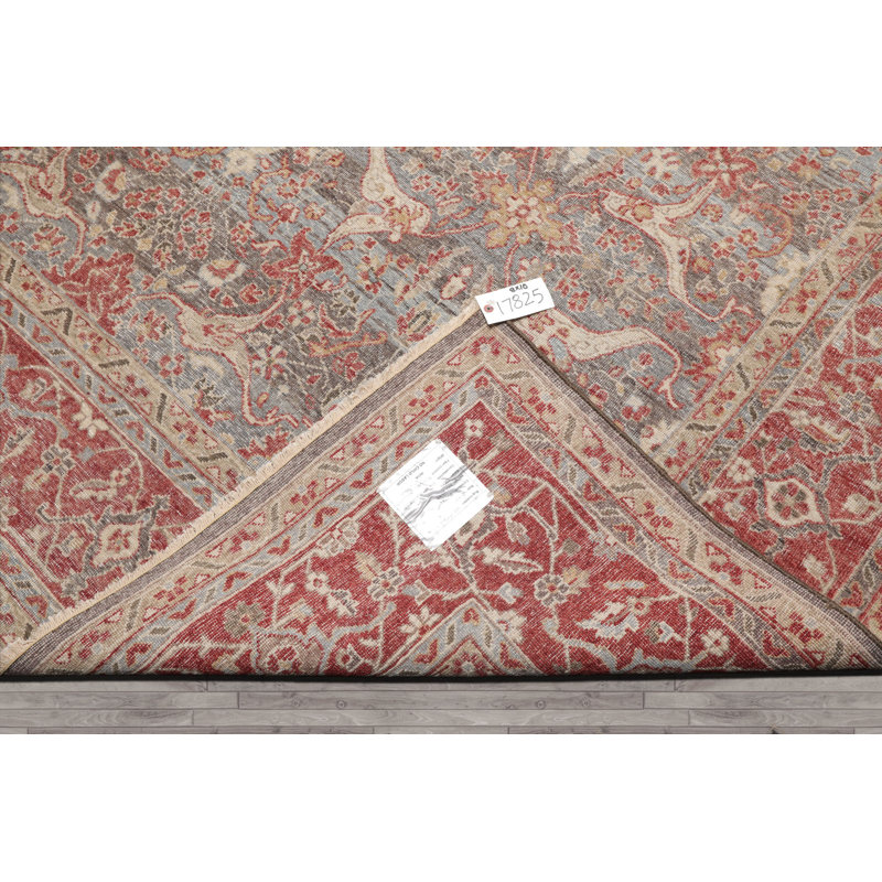 Tapis oriental gris en laine noué à la main 8 x 8 pi