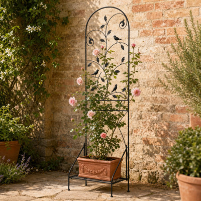 Metal Garden Mertens with Folding Plant Shelf