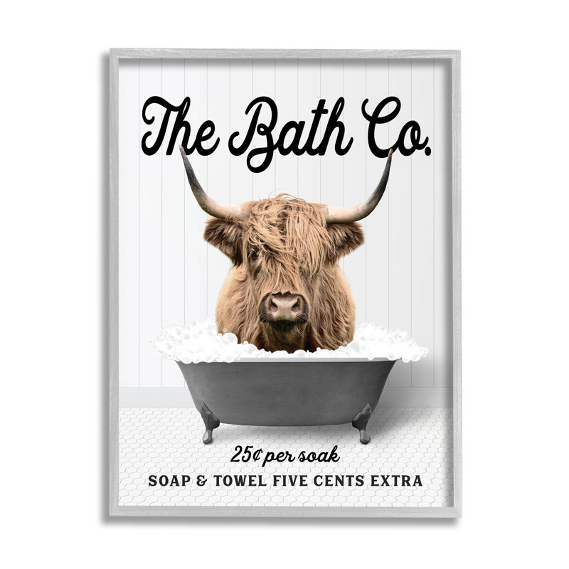" Bubble Bath Highland Cow ", 20" H x 16" W x 1.5" D