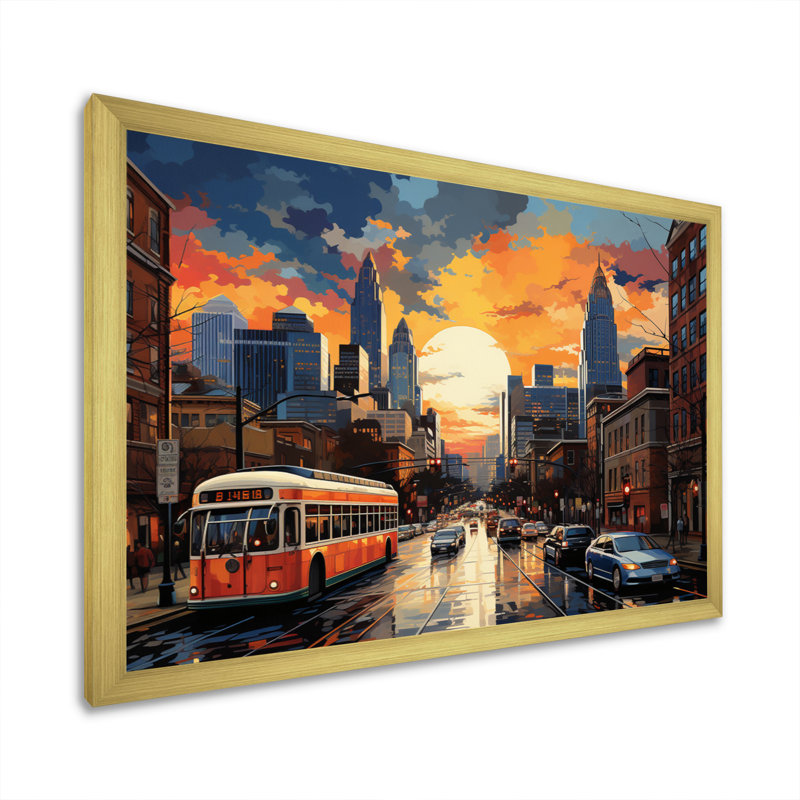 City Charlotte Collage II sur toile, H 12 po x l 20 po x P 1 po, Cadre doré à une seule photo