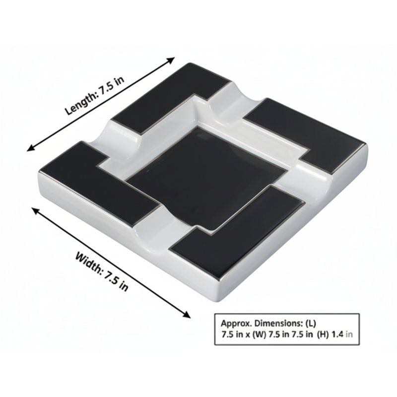 Visol Renner White & Black Ceramic Cigar Ashtray