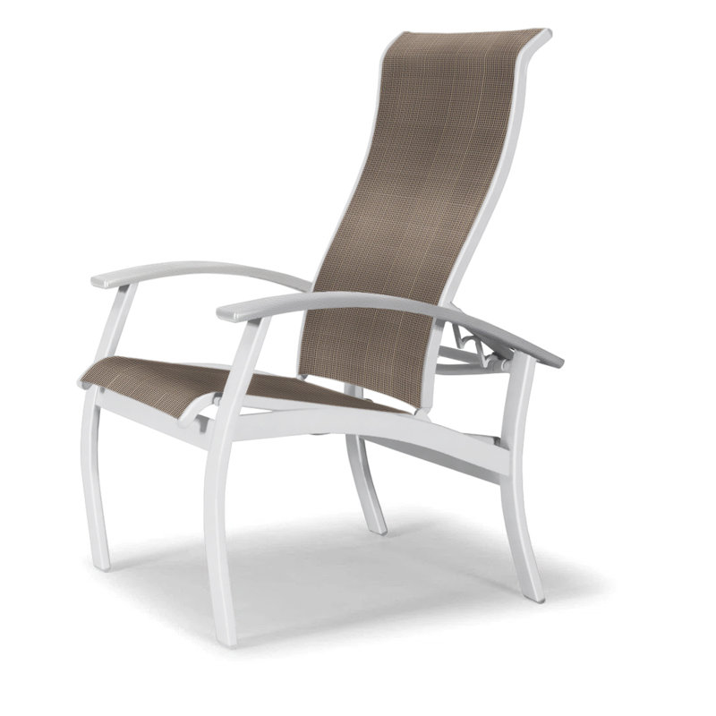 Chaise de patio Askar, Blanc, Tweed Sunbrella® brun, Blanc brillant