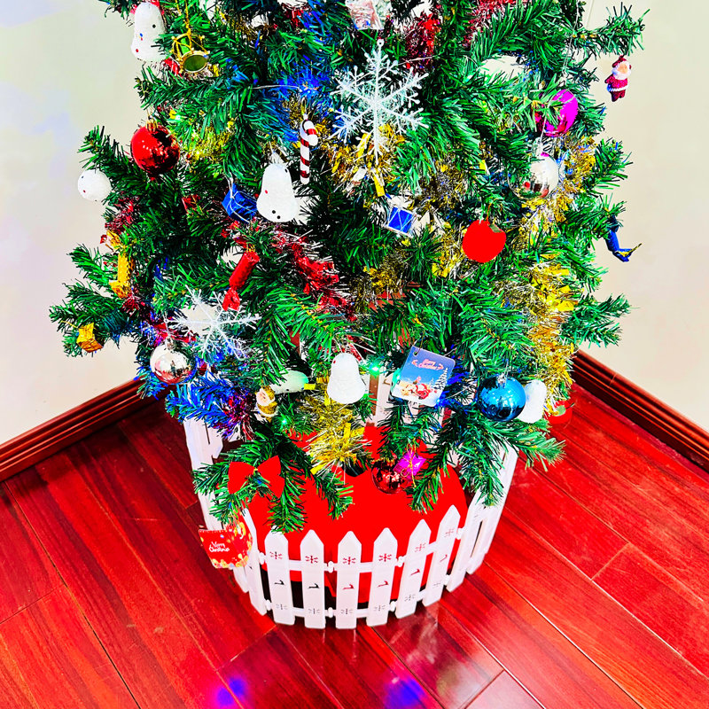 Arbre de Noël artificiel 5 pi, DEL, 109 pendentifs, jupes, garde-corps, arbre d'ambiance festif intérieur avec lumières DEL, 5 pi, garde-corps pour la joie
