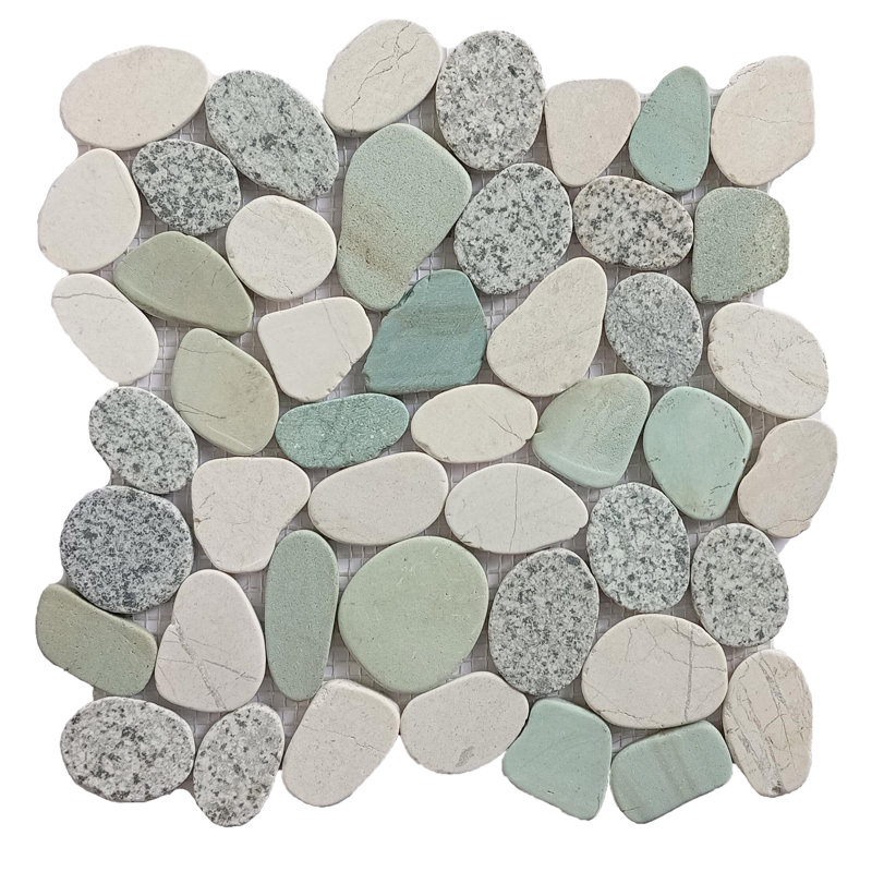 Carreaux de mosaïque plats Sea Frost 12 po x 12 po en galets de mer naturels, pour murs et sols