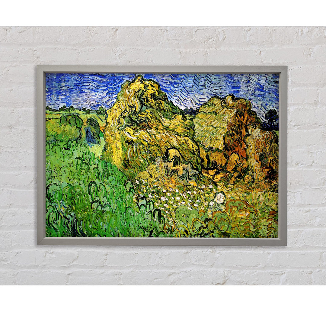 Van Gogh Field With Wheat Stacks - Single Picture Frame Kunstdrucke auf Leinwand