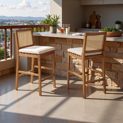 Outdoor 29.5 " H Patio Stool with Cushion