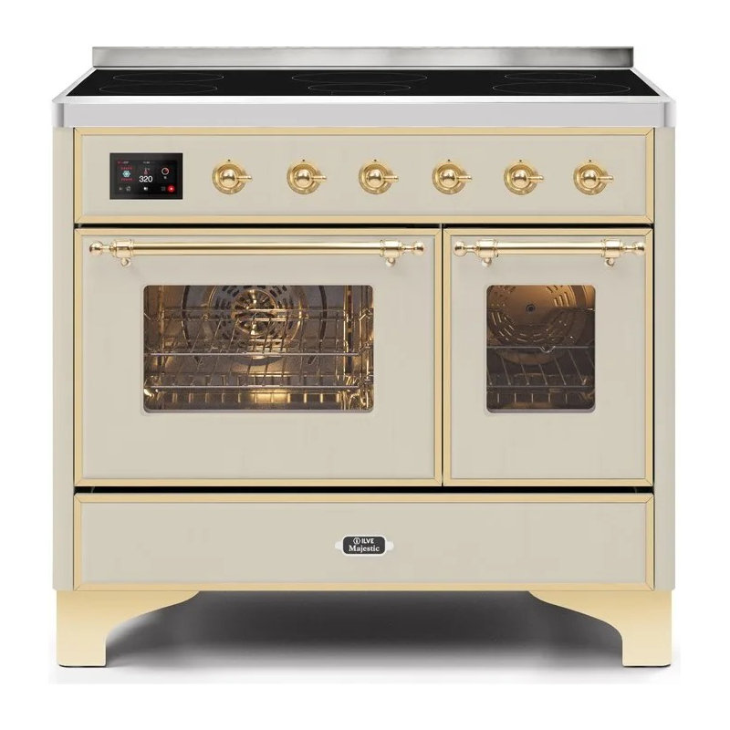 Majestic II 40" Freestanding Induction Range, Antique White/Brass