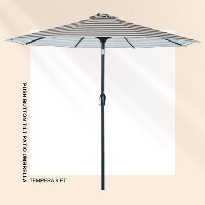 9 Foot Self-Tilting Patio Umbrella, Outdoor Market Umbrella with Fade Resistant Canopy, Luxury Vint