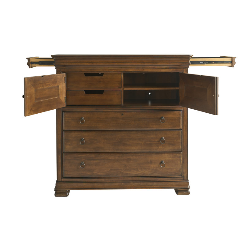 New Lou 5 - Drawer Solid Wood Dresser, Cognac