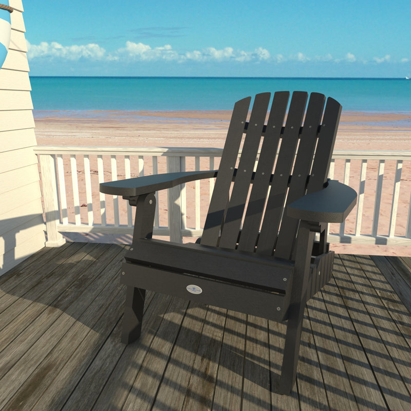 Middendorf Folding and Reclining Adirondack Chair, Black