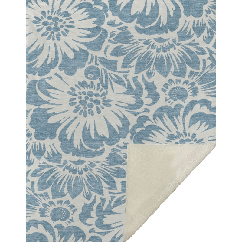 Jeté en sherpa floral Addison, En jean