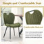 Table de salle à manger en panneau de fibres à densité moyenne noyer avec structure en X et huit chaises en tissu vert olive avec poignées intégrées pour une mobilité sans effort et des sièges polyvalents.