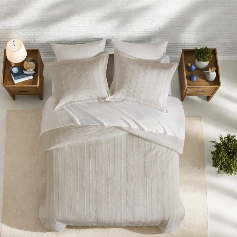Ensemble de literie pour grand lit élégant, polyester rayé, style moderne pour la maison