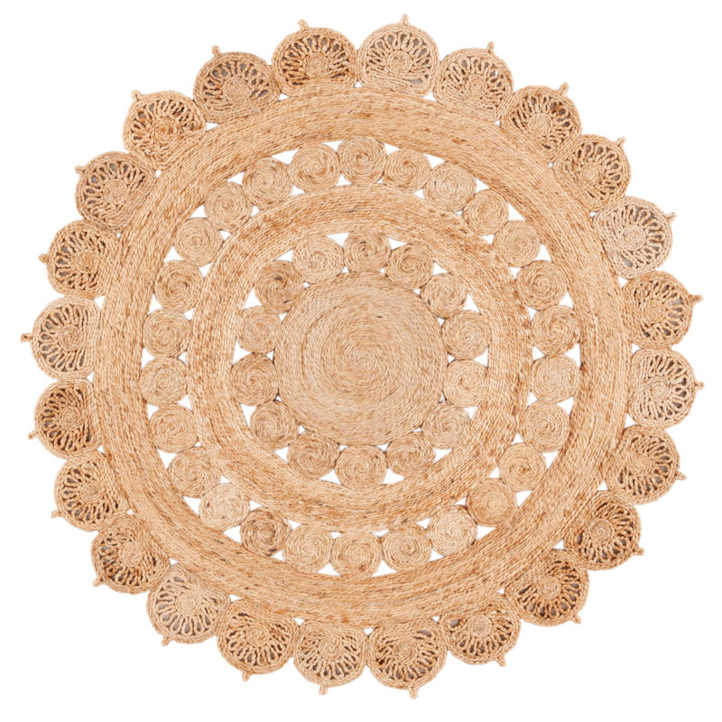 Natural Fiber 605 Hand Woven Jute Geometric Rug, Round 6'