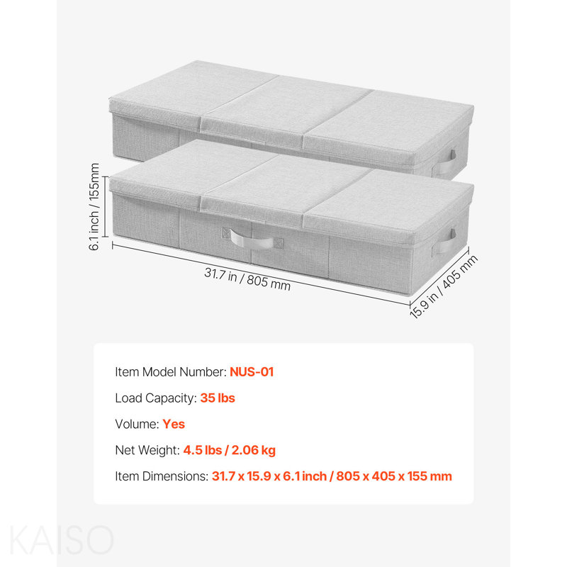 Under Bed Storage 48l Foldable Underbed Box For Household Organization 2 Pack