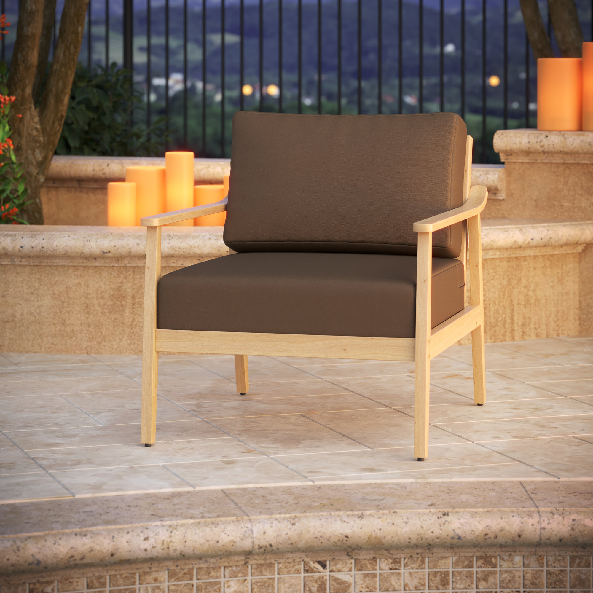 Amala Outdoor Sunbrella® Seat/Back Cushion, 28.5" W x 28.5" D, Sunbrella® Canvas Heather Beige 