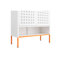 Armoire porte-chaussures à grille blanche en métal à deux portes, 15 pieds de haut, tablettes réglables, style moderne pour les espaces primaires, base surélevée, salon