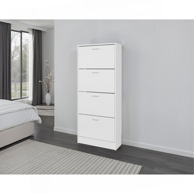 Range-chaussures 4 portes Kobuk, 4 tablettes, Blanc