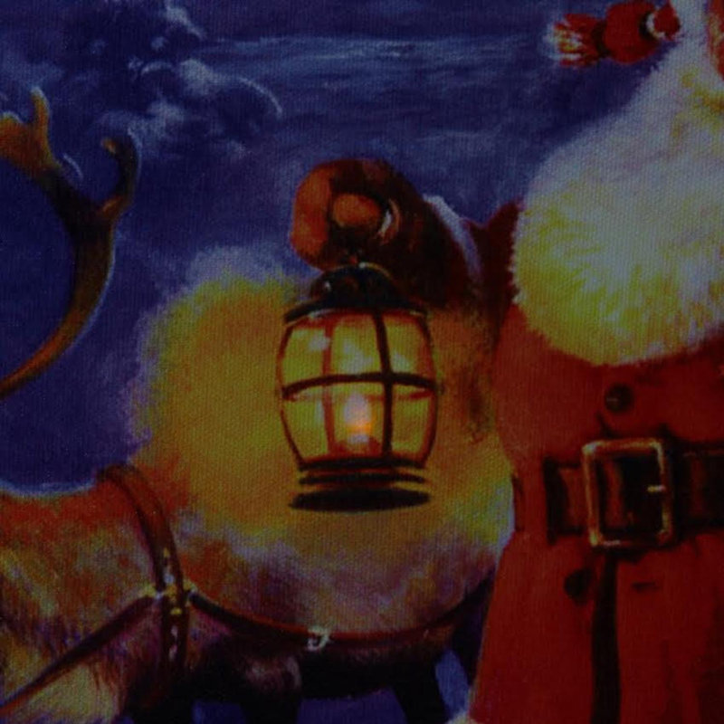 Santa Claus with Reindeer Christmas Canvas Art Print 11.75" x 15.75"