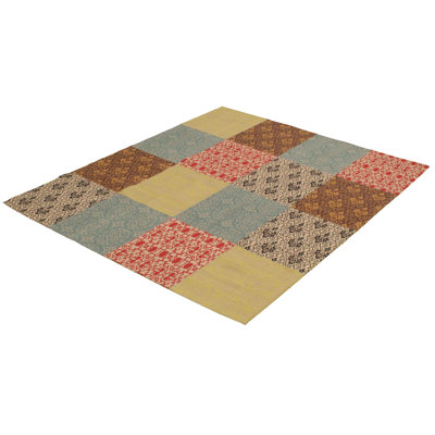 Tapis bleu/rouge handwoven à tissage plat Amata