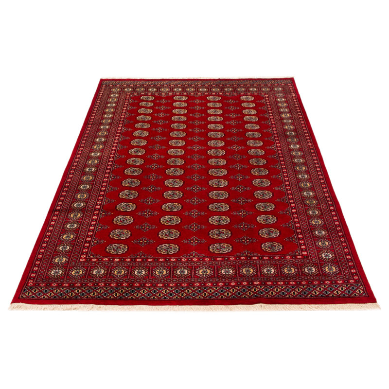 Tapis unique en laine noué à la main 6 pi 8 po x 10 pi 1 po rouge Peshawar Bokhara